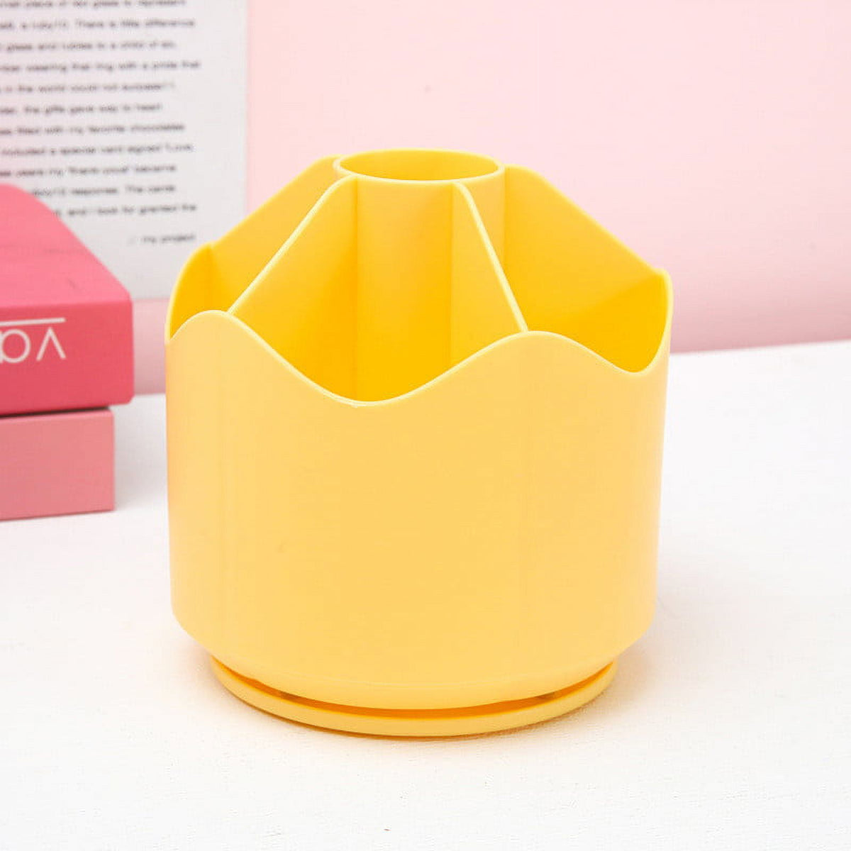 Rotating Desk Organizer with Six Compartments for Pens, Scissors and Brushes - Image 3