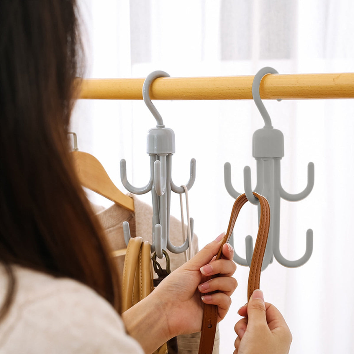 Double-Layer Swivel Closet Hook for Scarves, Belts, Ties and Bags - Image 6