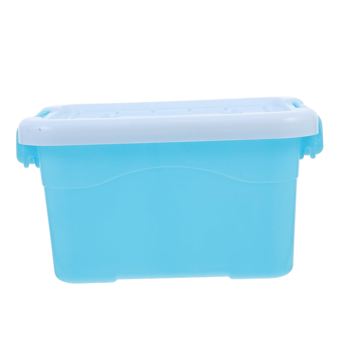 Lidded Plastic Storage Bin with Carry Handle in Sky Blue, 9.63 Inches Long - Image 6