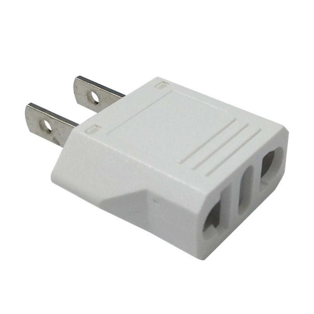 Plug Adapters from Two-Pin Round to Flat US Pins, Two Pieces in White - Image 3
