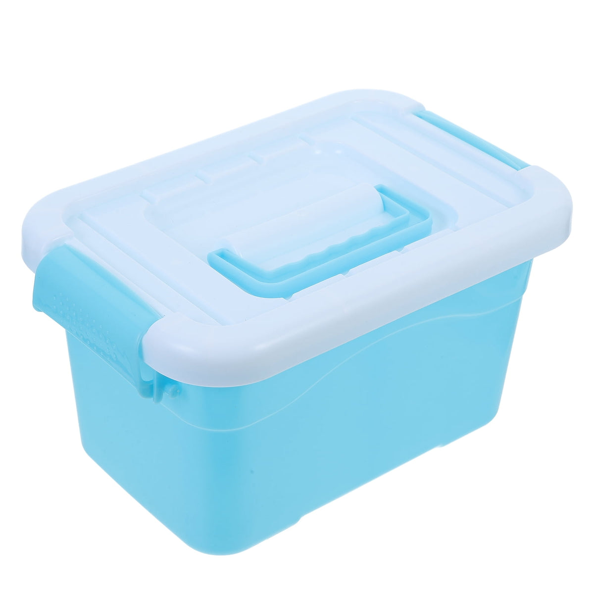 Lidded Plastic Storage Bin with Carry Handle in Sky Blue, 9.63 Inches Long - Image 5