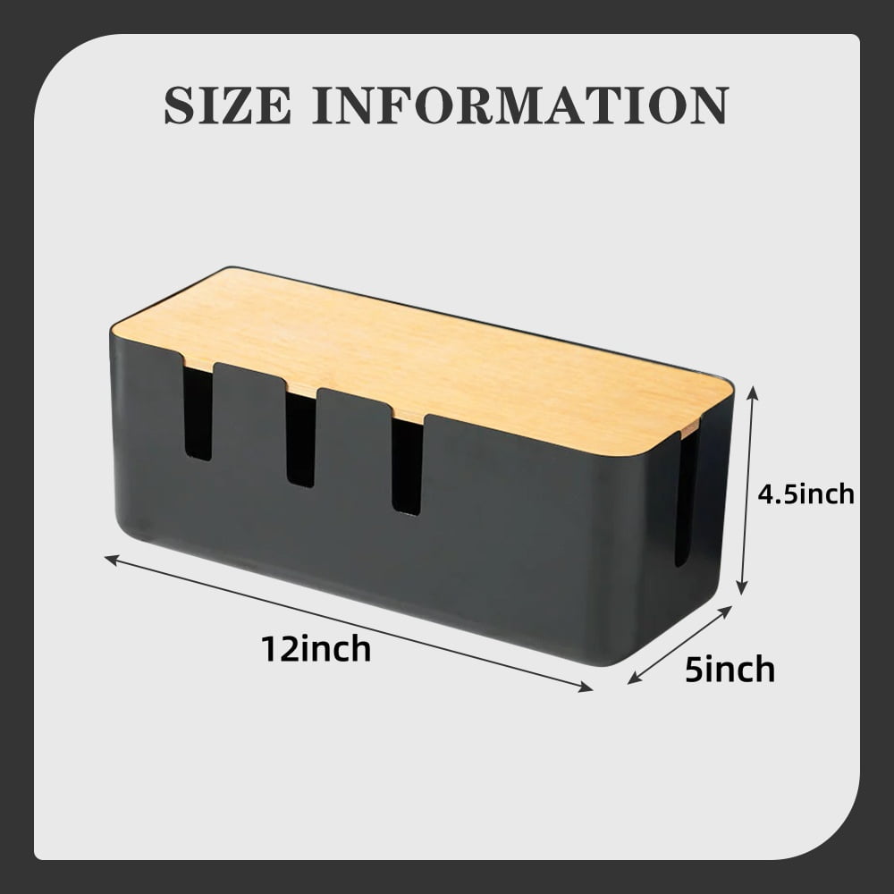 Cable Management Box with Wood-Look Lid, 12 by 5 by 4.5 Inches - Image 6