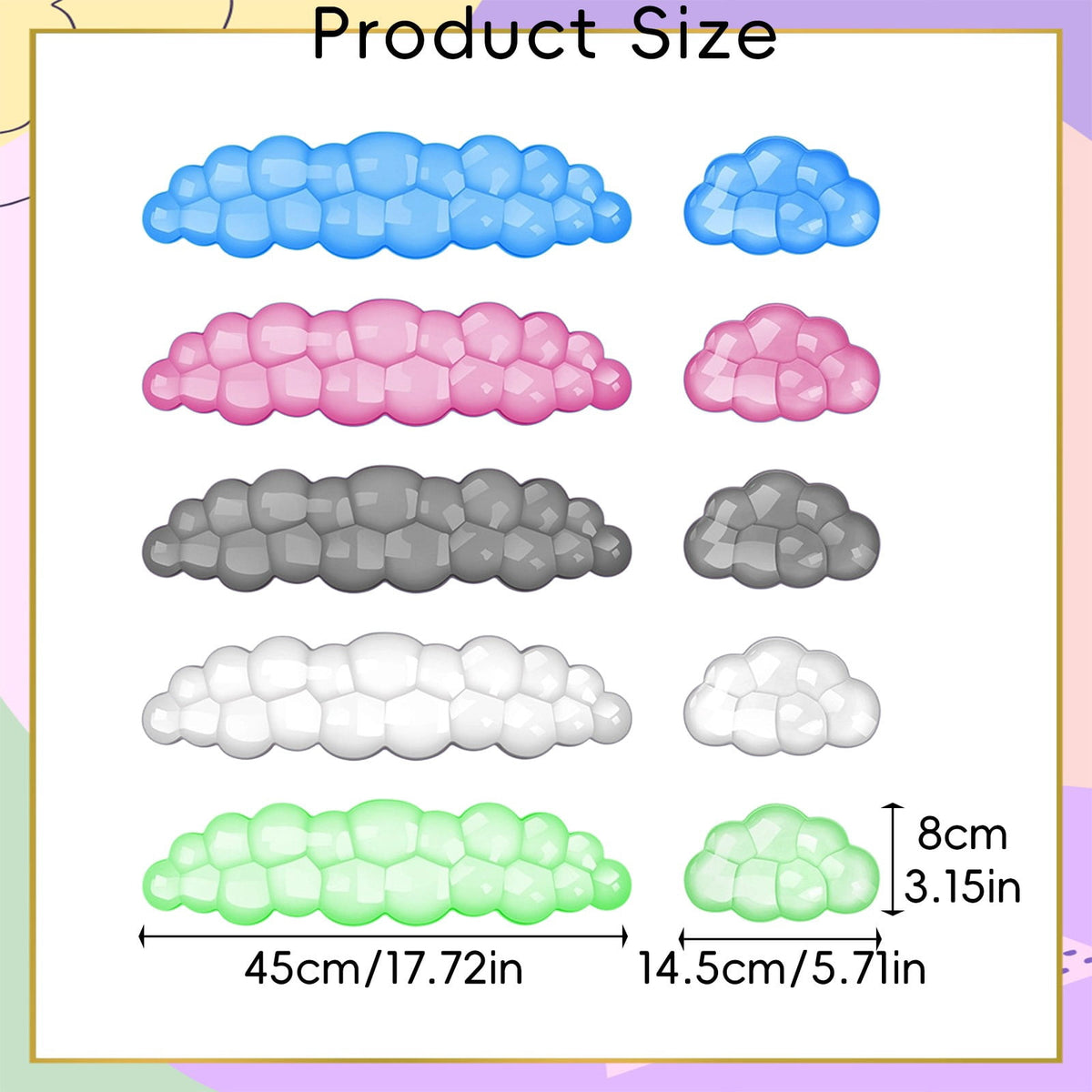 Gel Wrist Rests for Keyboard and Mouse, Two Pieces in Gray - Image 3