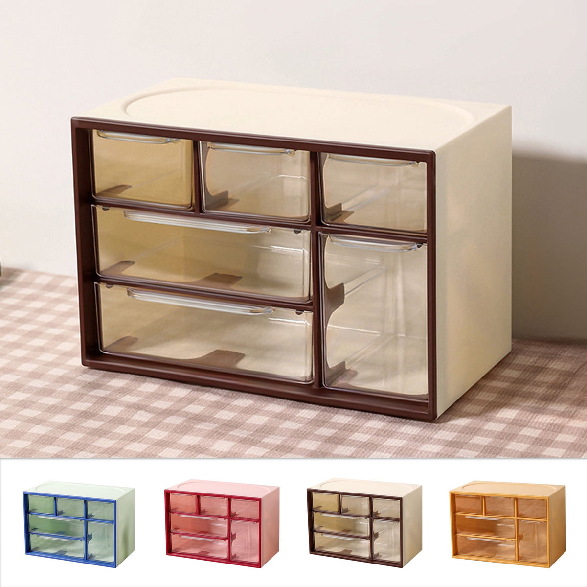 Stackable Desktop Drawer Box with Front Door and Lid for Small Items - Image 2
