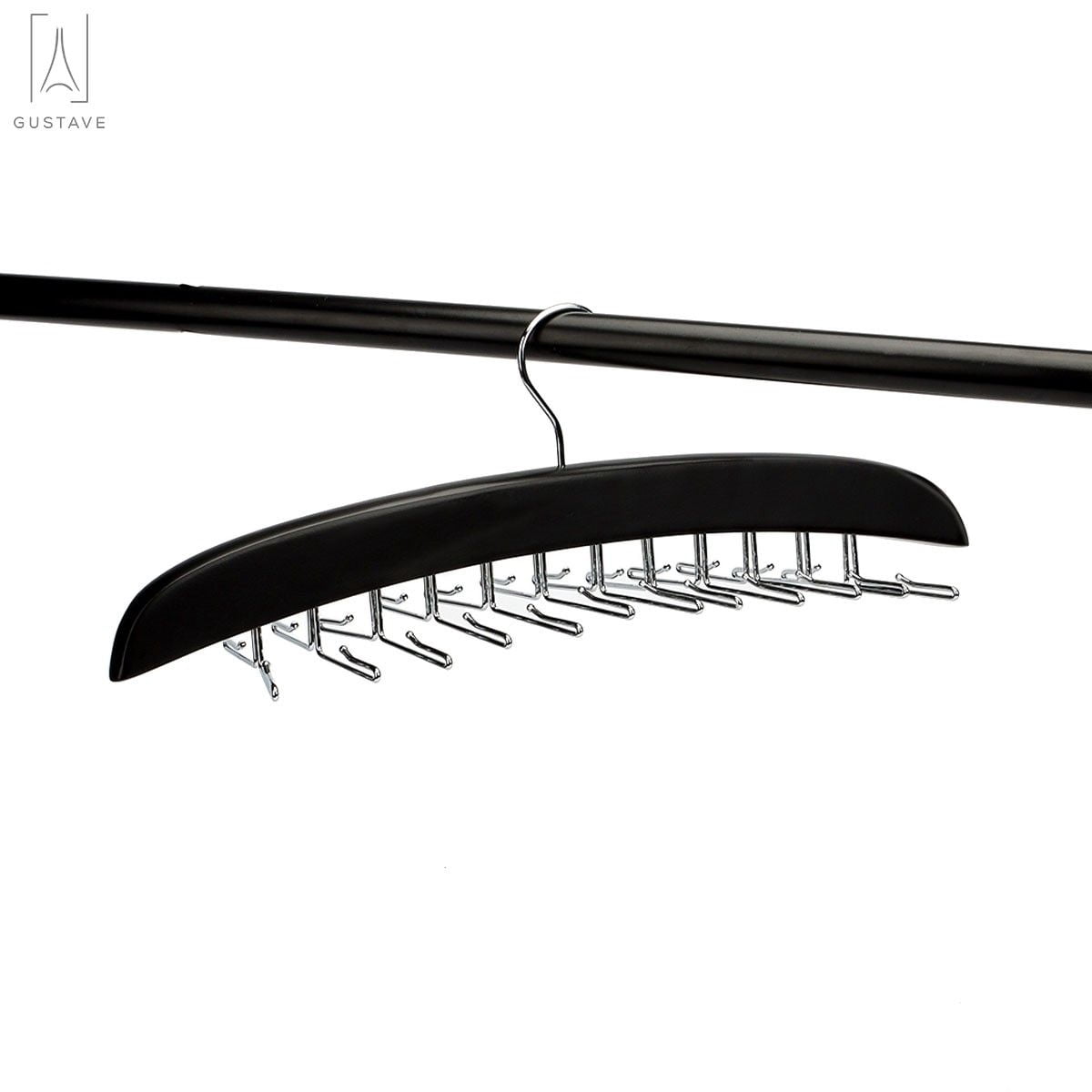 Wooden Tie and Belt Rack with 24 Swivel Hooks, 15.75 Inches Wide