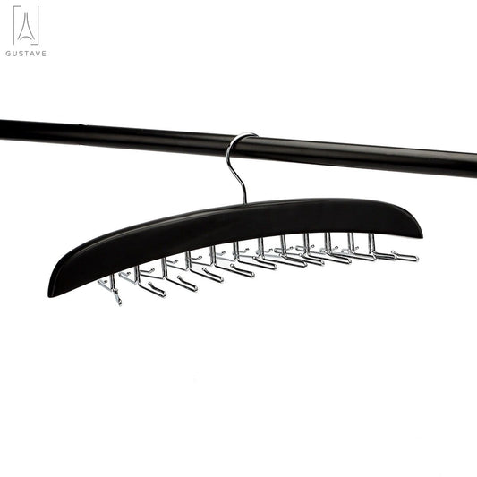 Wooden Tie and Belt Rack with 24 Swivel Hooks, 15.75 Inches Wide
