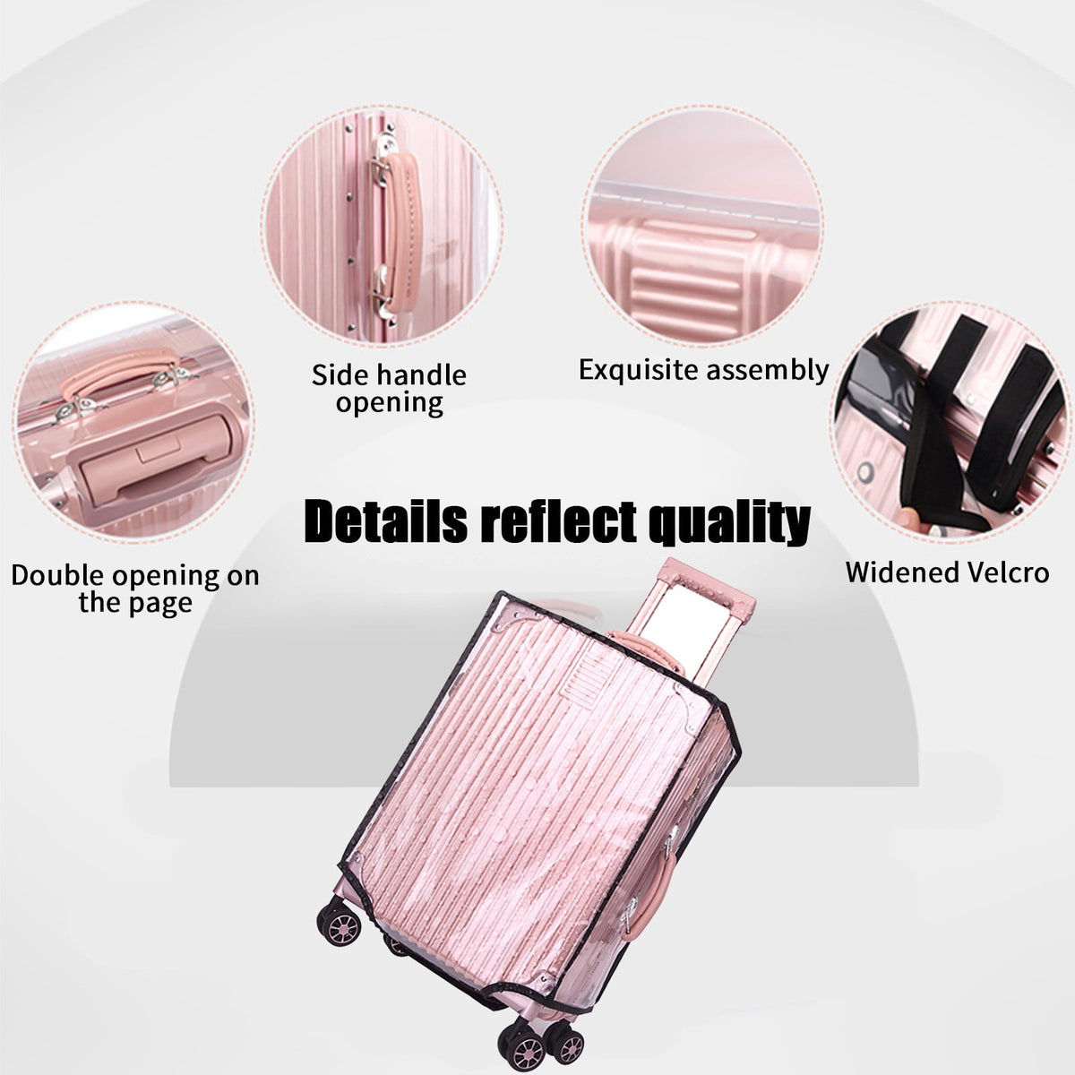Clear Vinyl Suitcase Cover with Handle Opening for Wheeled Luggage - Image 6