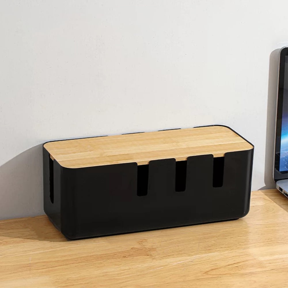 Cable Management Box with Wood-Look Lid, 12 by 5 by 4.5 Inches - Image 5