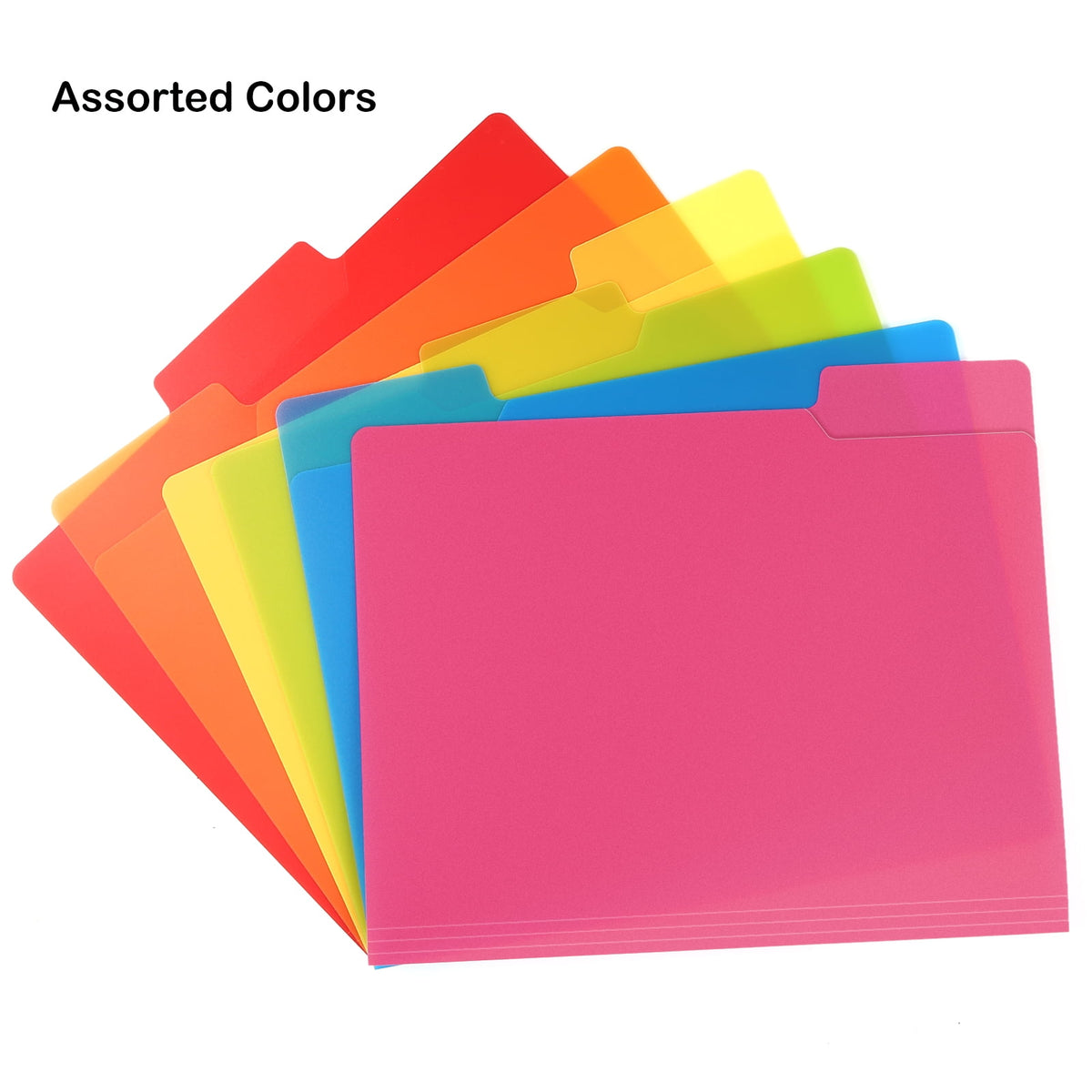 Poly File Folders with One-Third Cut Tabs, Eighteen Pieces in Six Colors