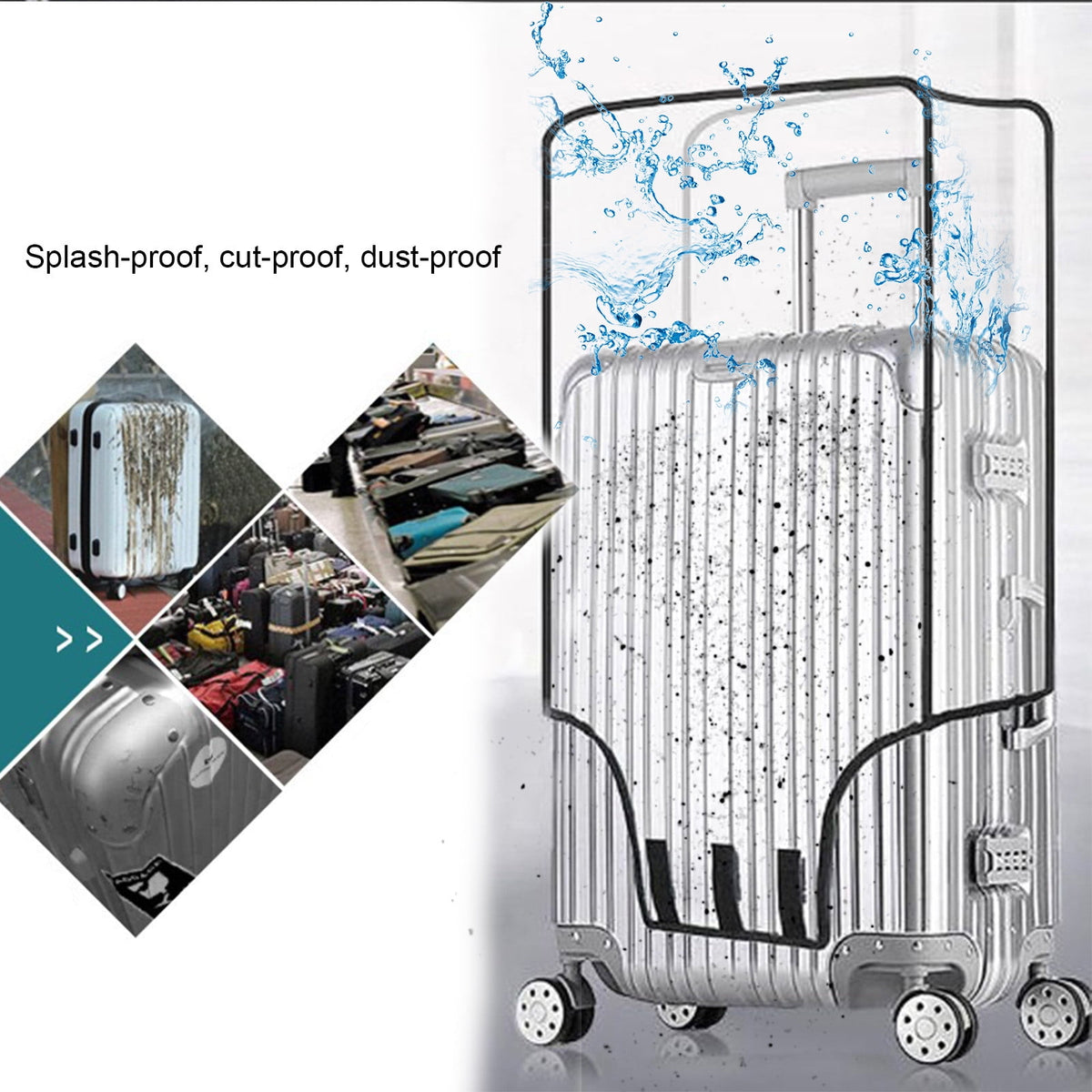 Clear Vinyl Suitcase Cover with Handle Opening for Wheeled Luggage - Image 4