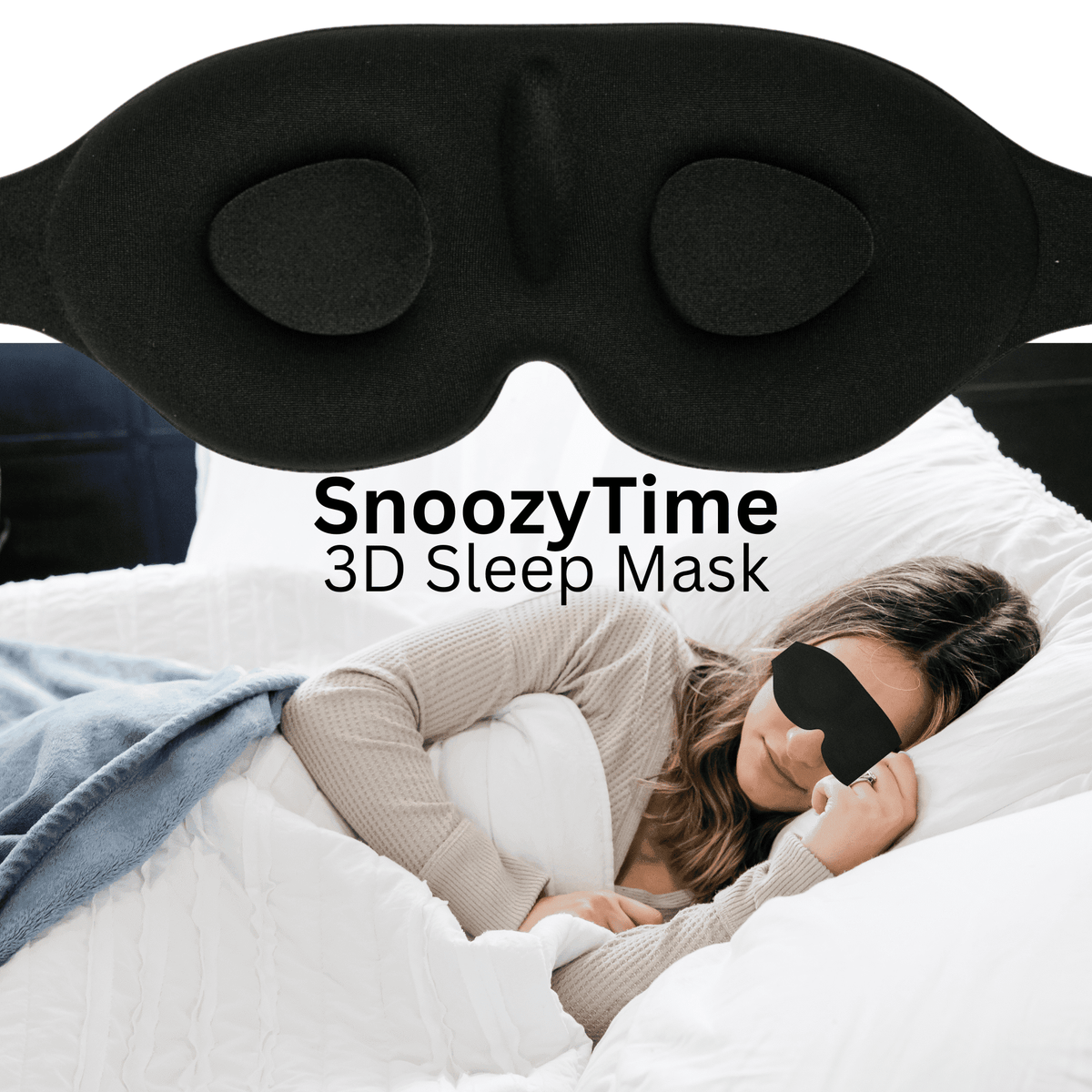 Blackout Sleep Mask in Black with Memory Foam Padding for Travel and Rest - Image 3