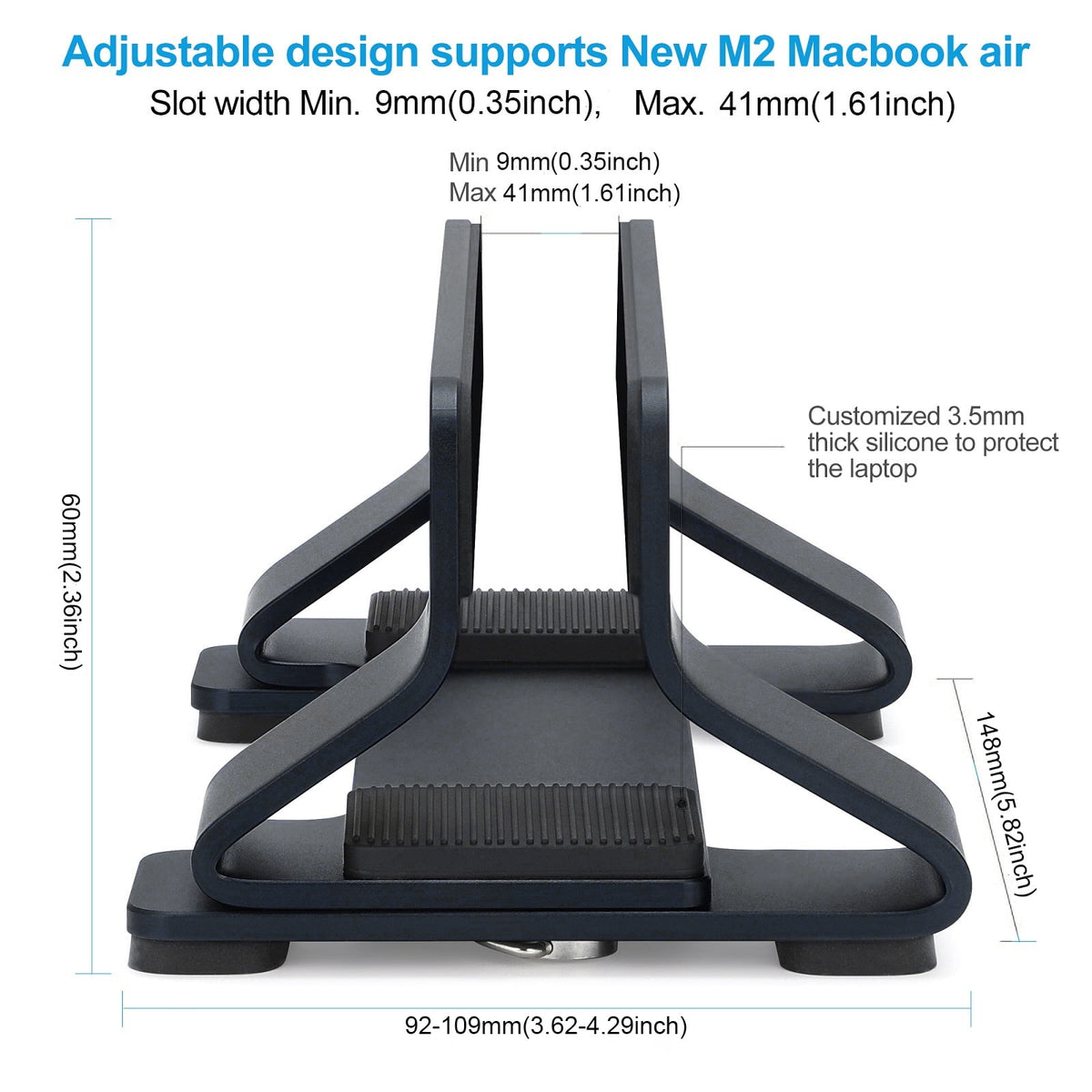 Vertical Laptop Stand in Aluminum with Tool-Free Width Adjustment, One Slot - Image 4