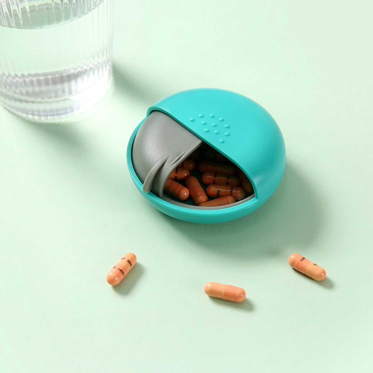 Round Push-Open Pill Case in Plastic for Pockets, Purses and Travel Bags - Image 5