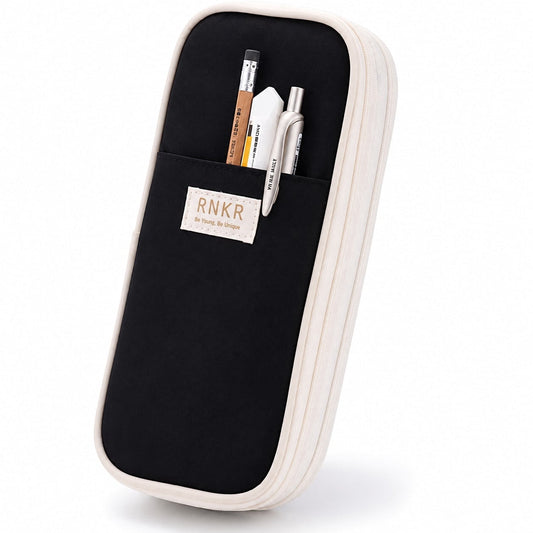 Two-Compartment Mesh Pencil Pouch in Navy Black, 8.66 Inches Long