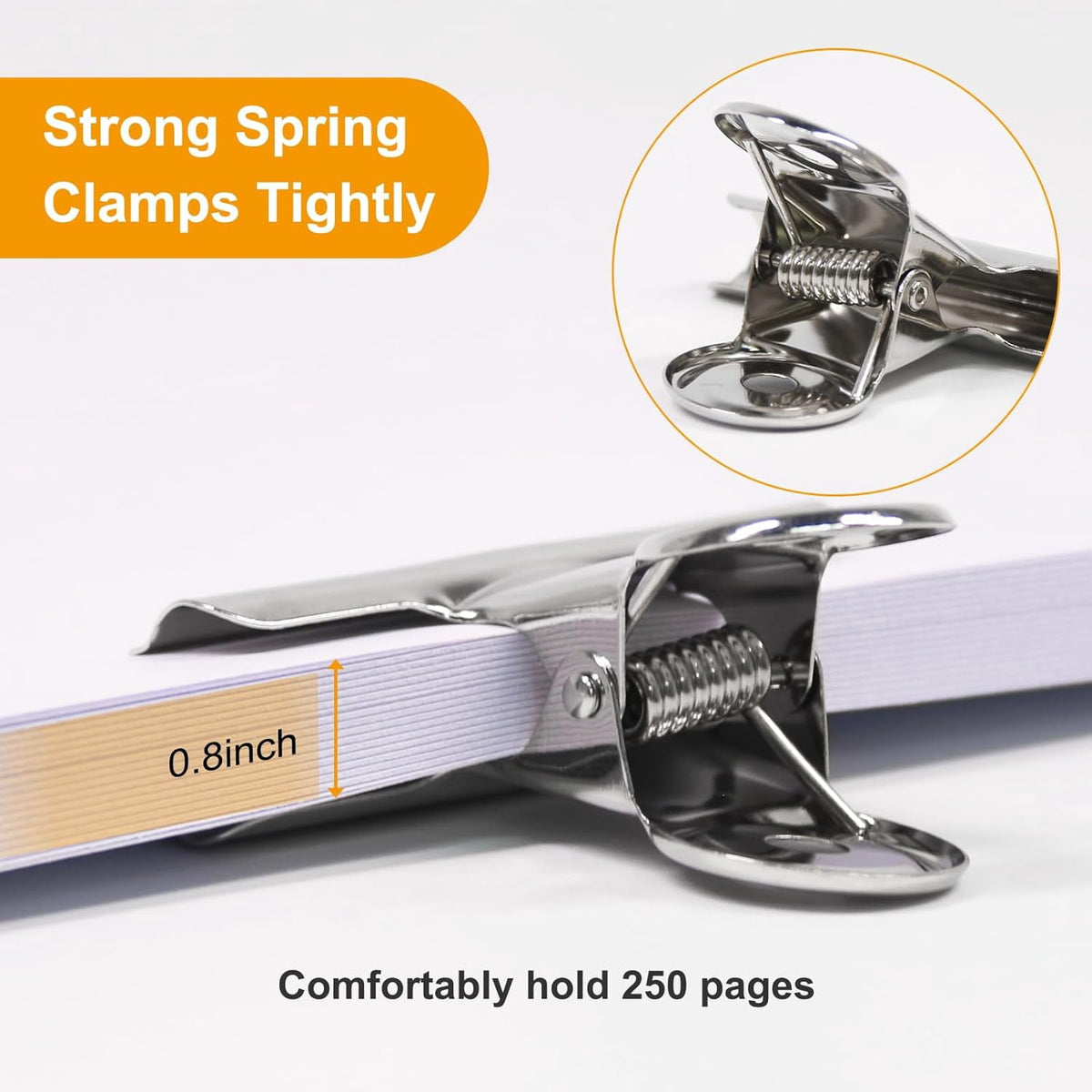 Large Metal Bulldog Clips, Twelve Pieces, 2.5 Inch Silver Hinge Clamps - Image 5