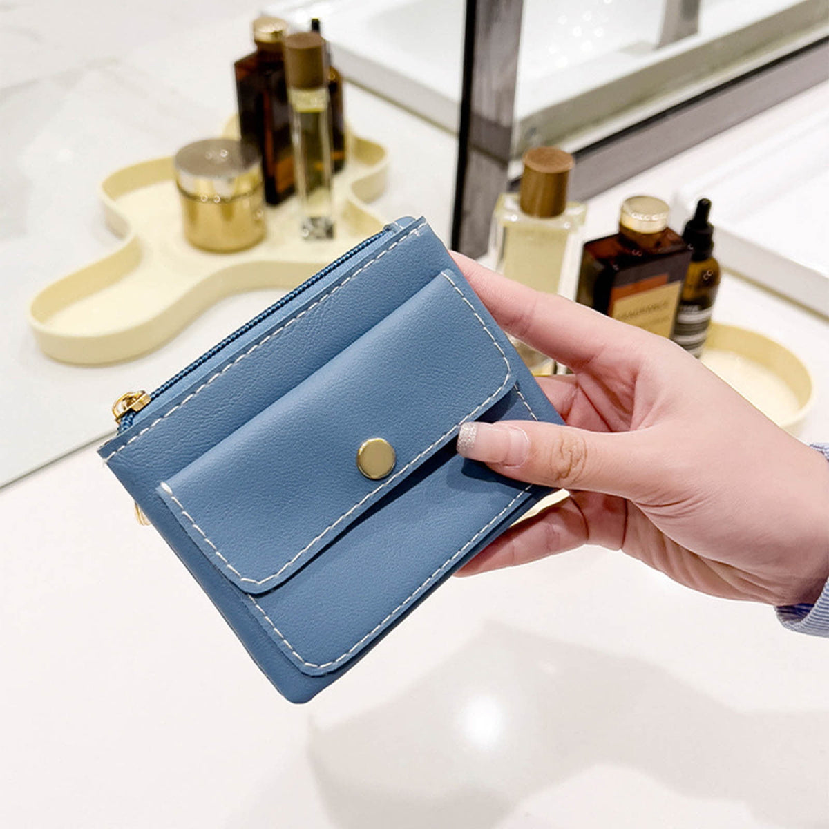 Small Zip Wallet for Coins and Cards, 4.7 by 3.5 Inches, in Bright Colors - Image 5