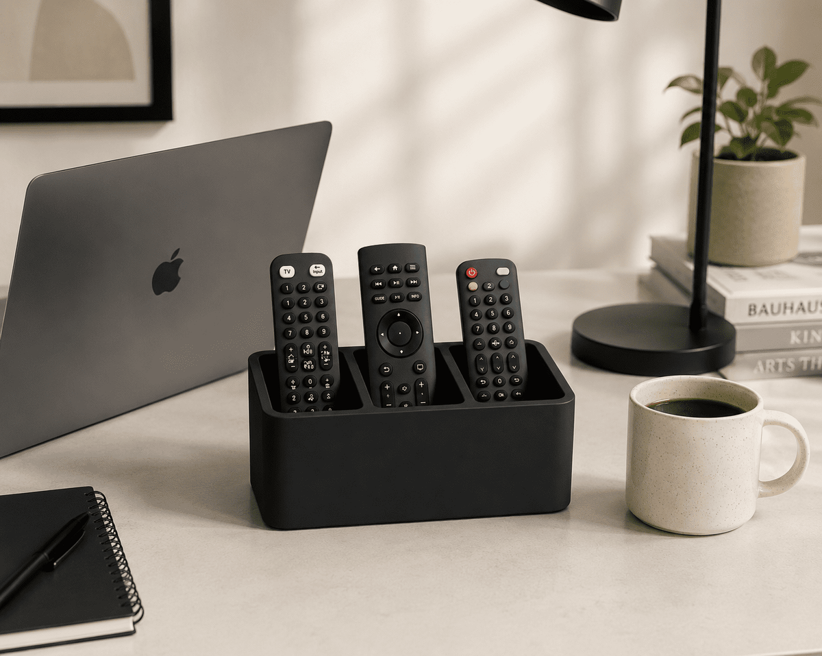 Three-Slot Remote Caddy in Matte Black for Tables, Consoles and Desks - Image 3