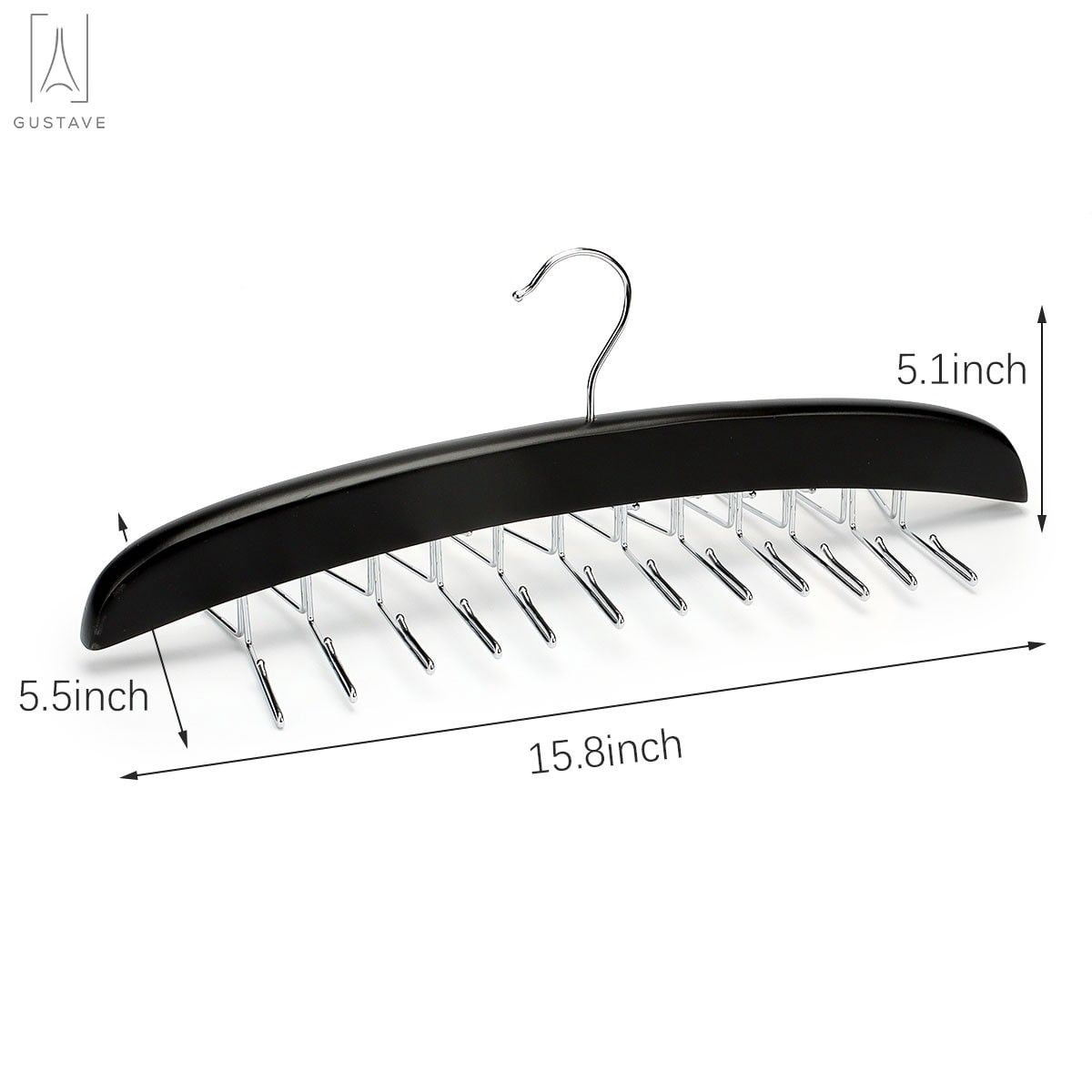 Wooden Tie and Belt Rack with 24 Swivel Hooks, 15.75 Inches Wide - Image 4