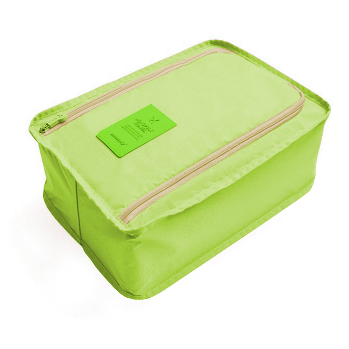 Travel Shoe Pouch in Green Polyester with Carry Handle, 11.81 Inches Long
