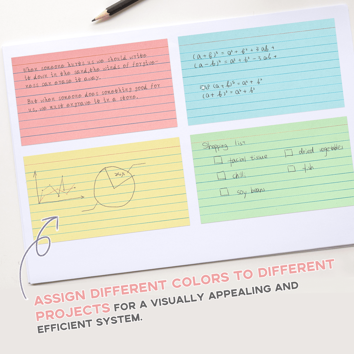 Ruled Index Cards, 300 Sheets in Four Colors, 3 by 5 Inches - Image 6