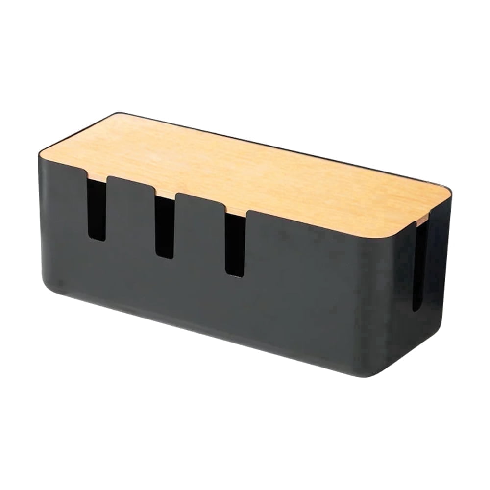 Cable Management Box with Wood-Look Lid, 12 by 5 by 4.5 Inches