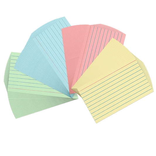 Ruled Index Cards, 300 Sheets in Four Colors, 3 by 5 Inches