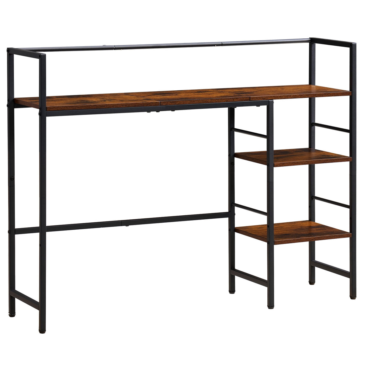 Four-Tier Desk Shelf with Metal Frame, Wood Shelves and Non-Slip Feet