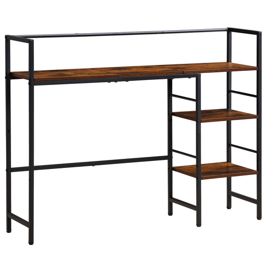 Four-Tier Desk Shelf with Metal Frame, Wood Shelves and Non-Slip Feet