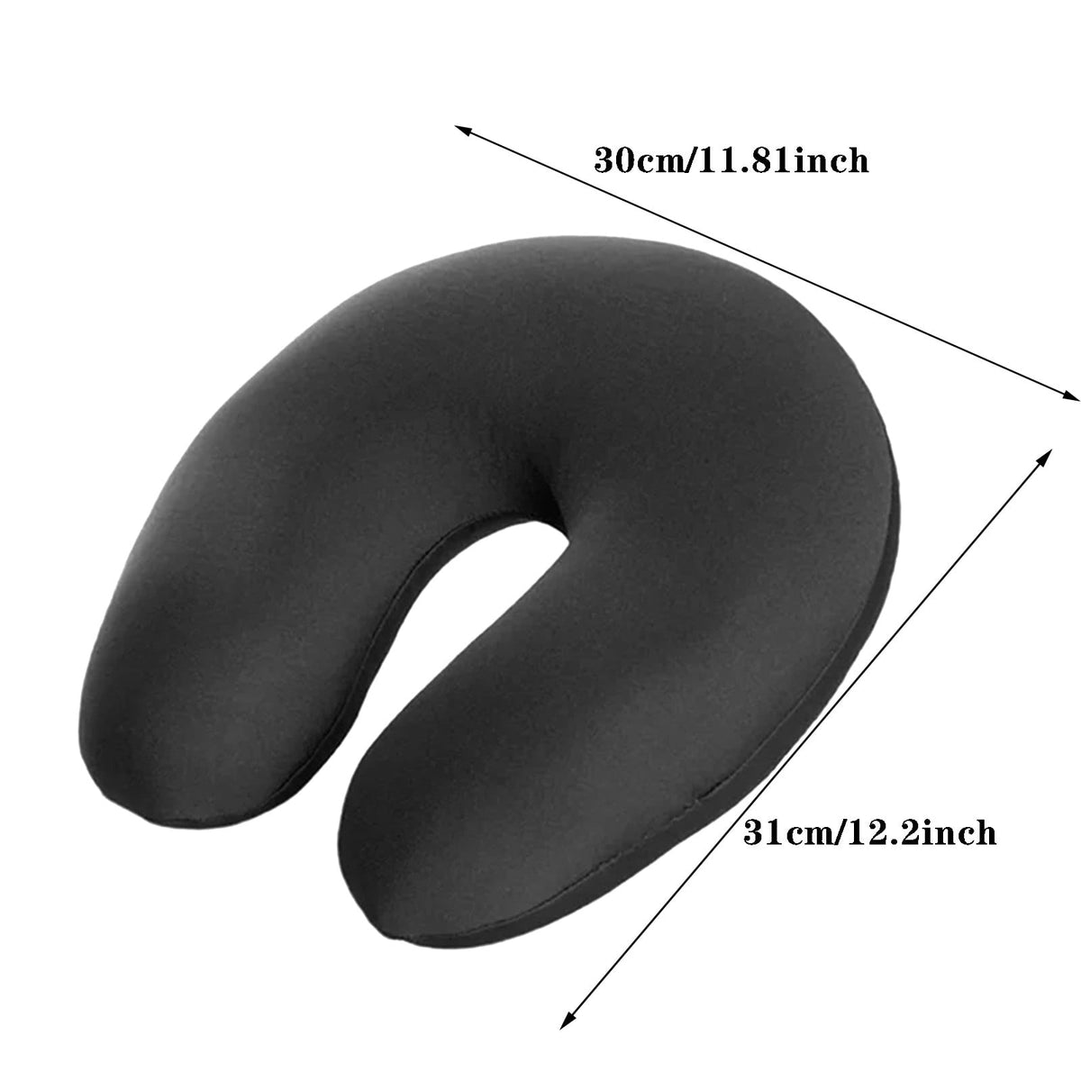Microbead Travel Neck Pillow in Black Polyester for Flights and Commutes - Image 3