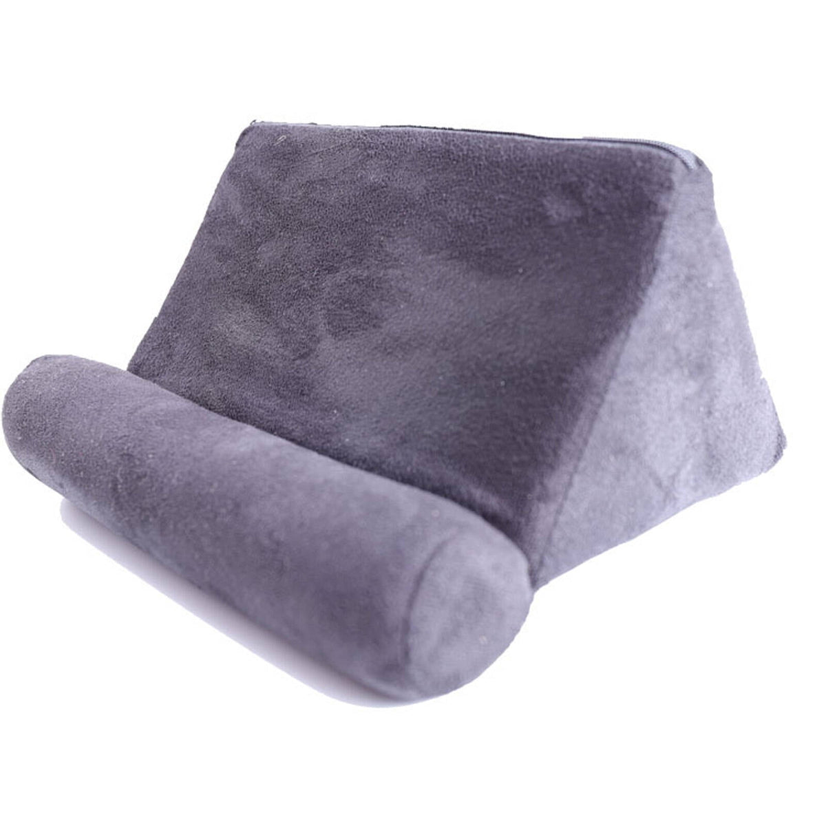 Suede Tablet Pillow Stand in Gray with Non-Slip Base and Sponge Filling