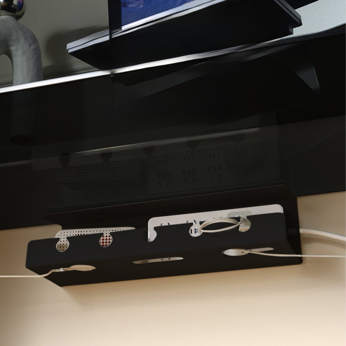Under-Desk Cable Tray in Black, 15.74 by 4.72 by 3.93 Inches - Image 4