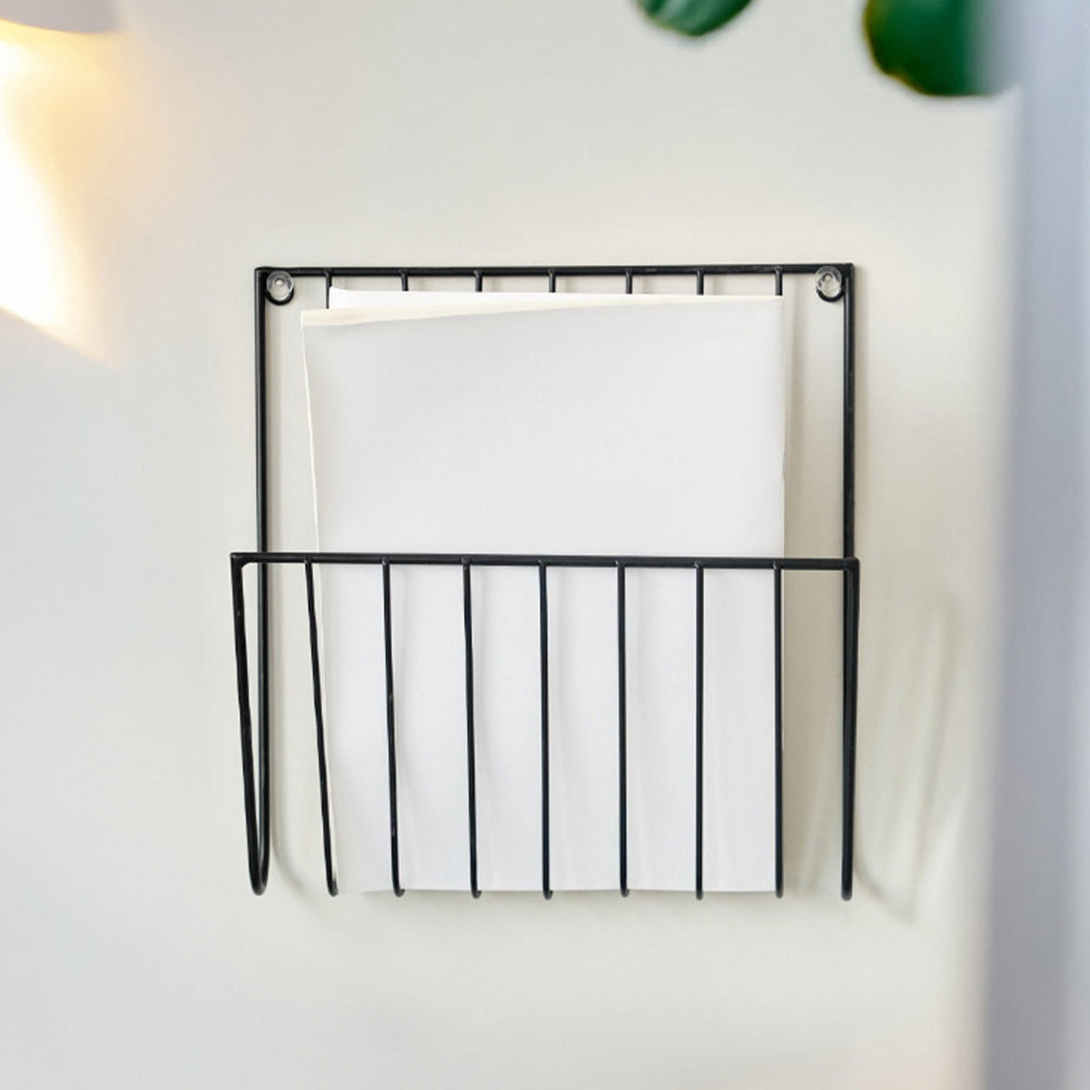Wall-Mounted Wire Rack for Files, Magazines and Newspapers in Black Iron - Image 6