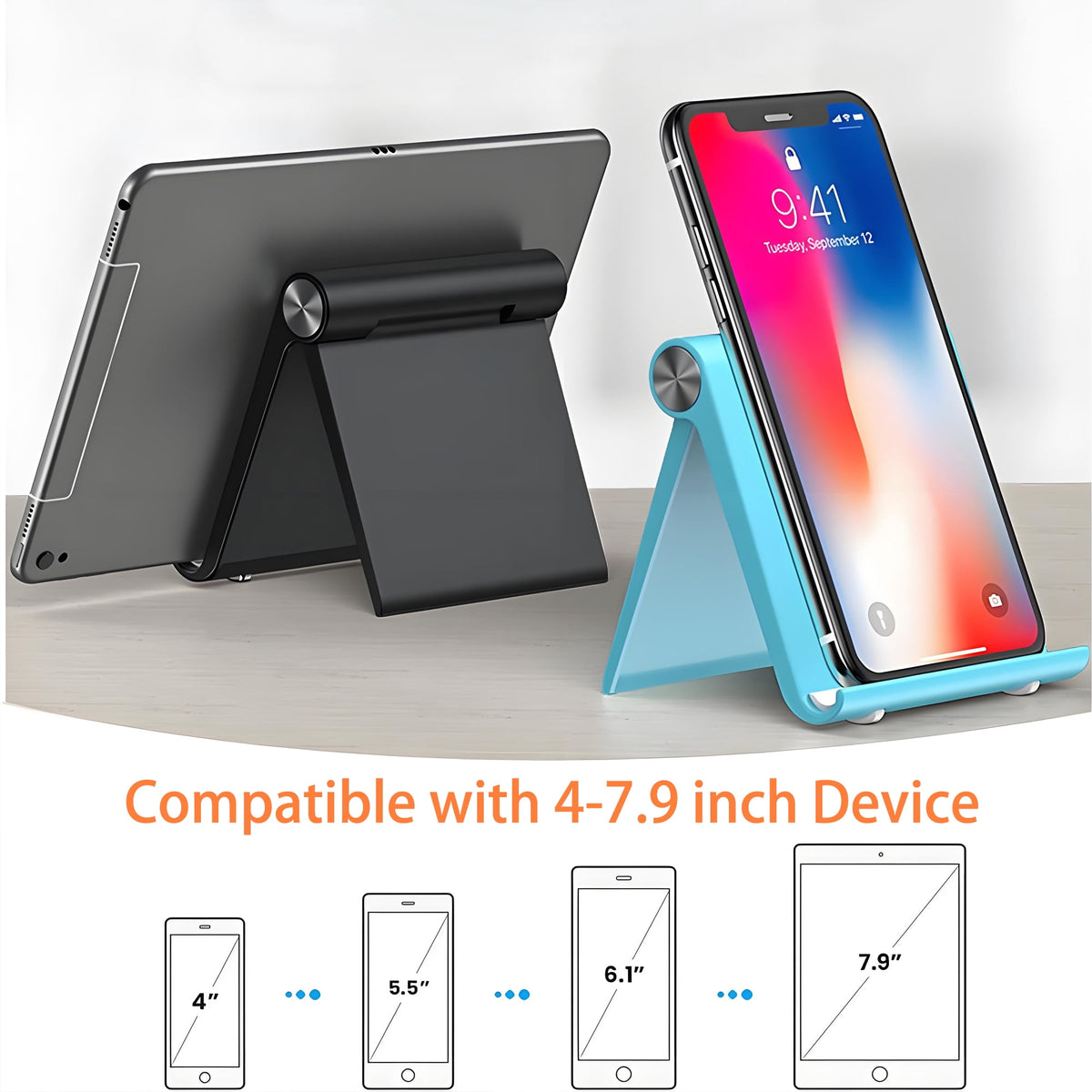 Folding Phone Stands, Four Pieces in Black, White, Pink and Orange - Image 3
