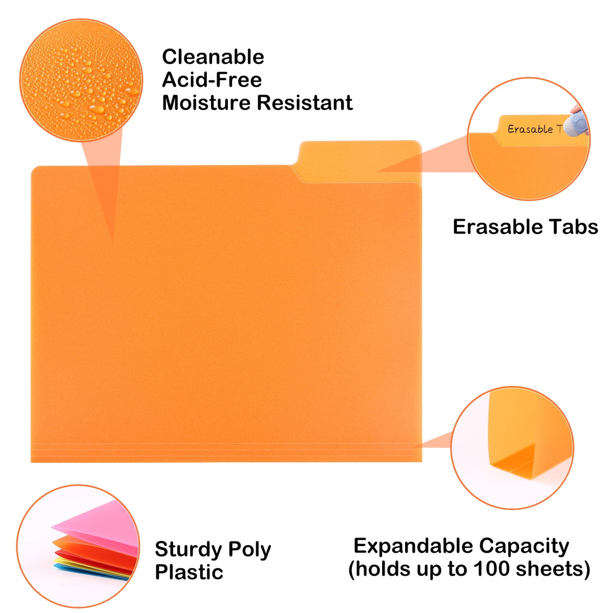 Poly File Folders with One-Third Cut Tabs, Eighteen Pieces in Six Colors - Image 3
