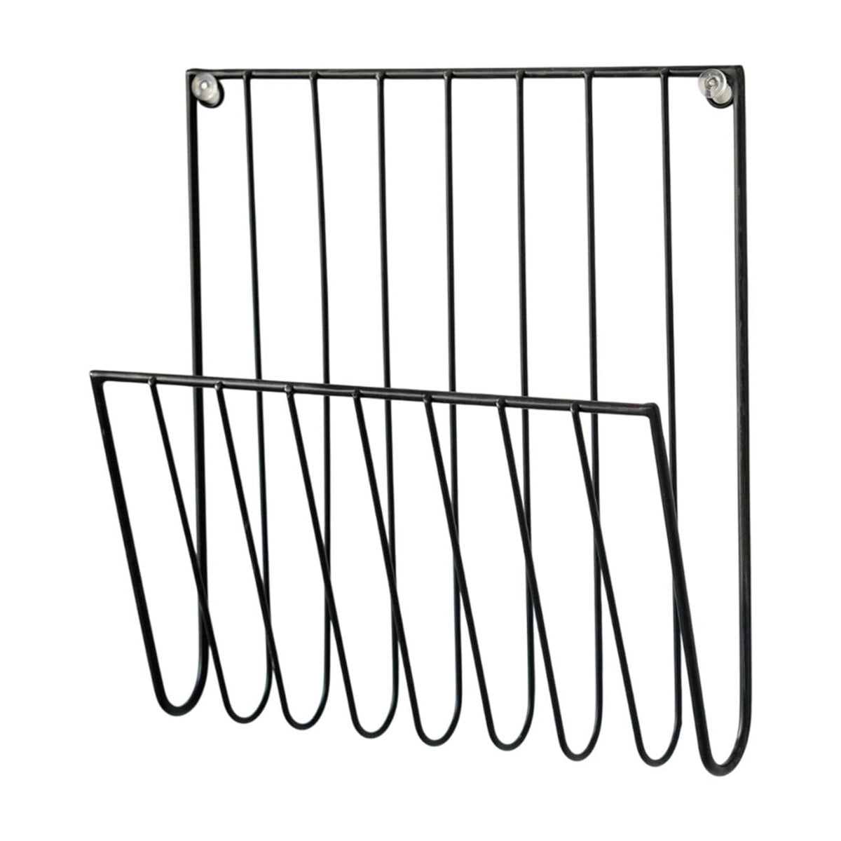 Wall-Mounted Wire Rack for Files, Magazines and Newspapers in Black Iron