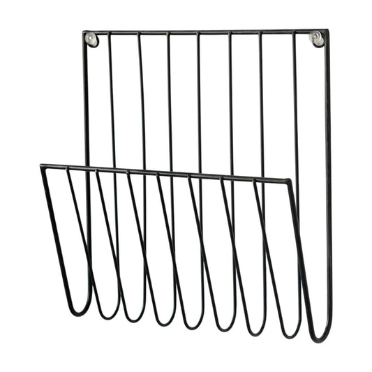 Wall-Mounted Wire Rack for Files, Magazines and Newspapers in Black Iron