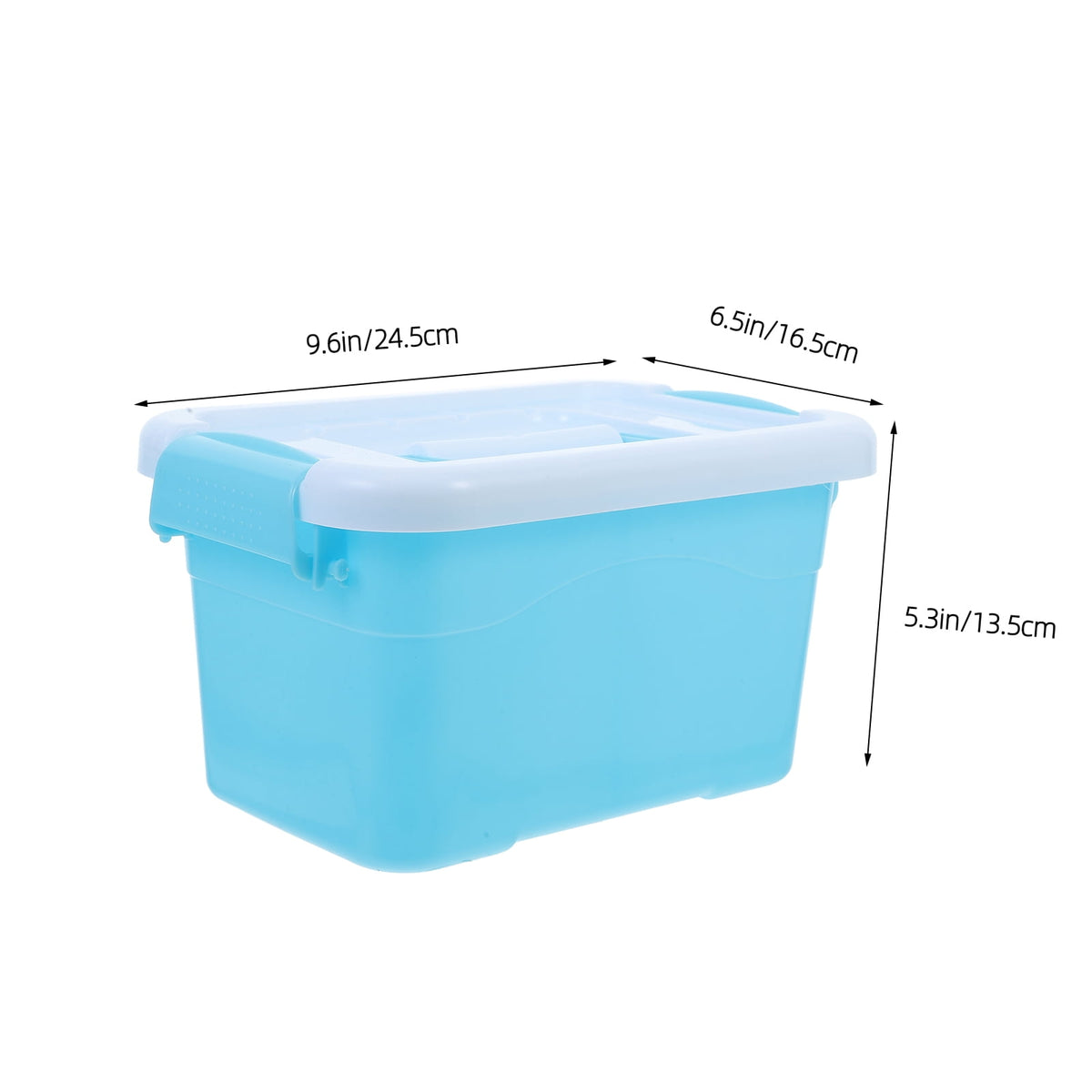 Lidded Plastic Storage Bin with Carry Handle in Sky Blue, 9.63 Inches Long - Image 2