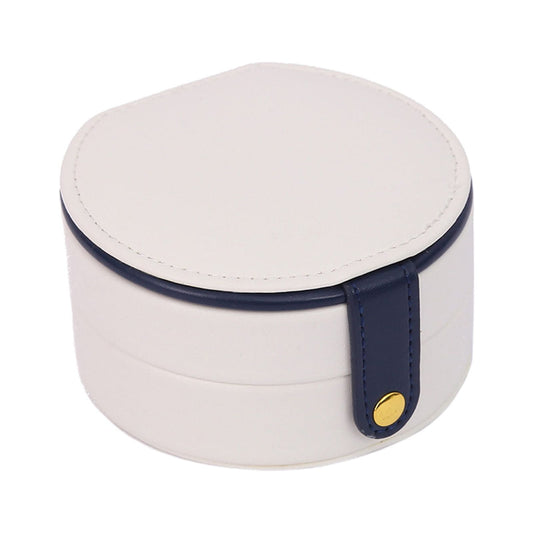 Compact Travel Jewelry Case in White with Ring Strip and Removable Dividers