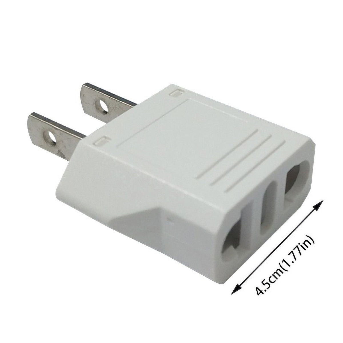 Plug Adapters from Two-Pin Round to Flat US Pins, Two Pieces in White - Image 2