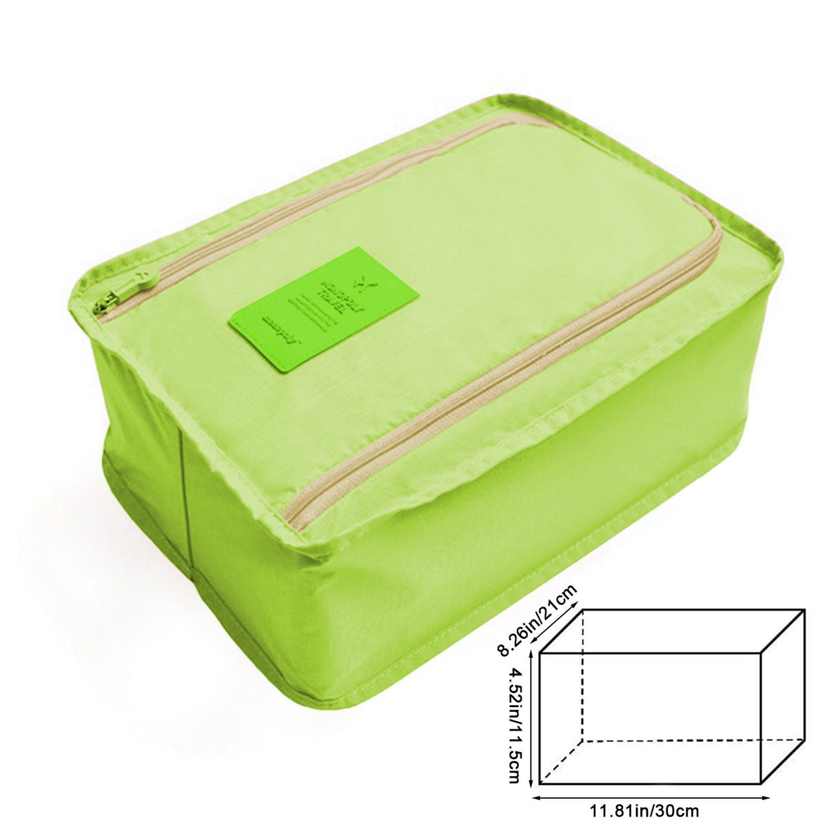 Travel Shoe Pouch in Green Polyester with Carry Handle, 11.81 Inches Long - Image 3