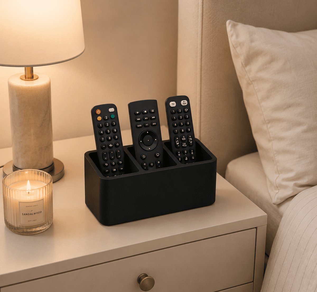 Three-Slot Remote Caddy in Matte Black for Tables, Consoles and Desks - Image 4