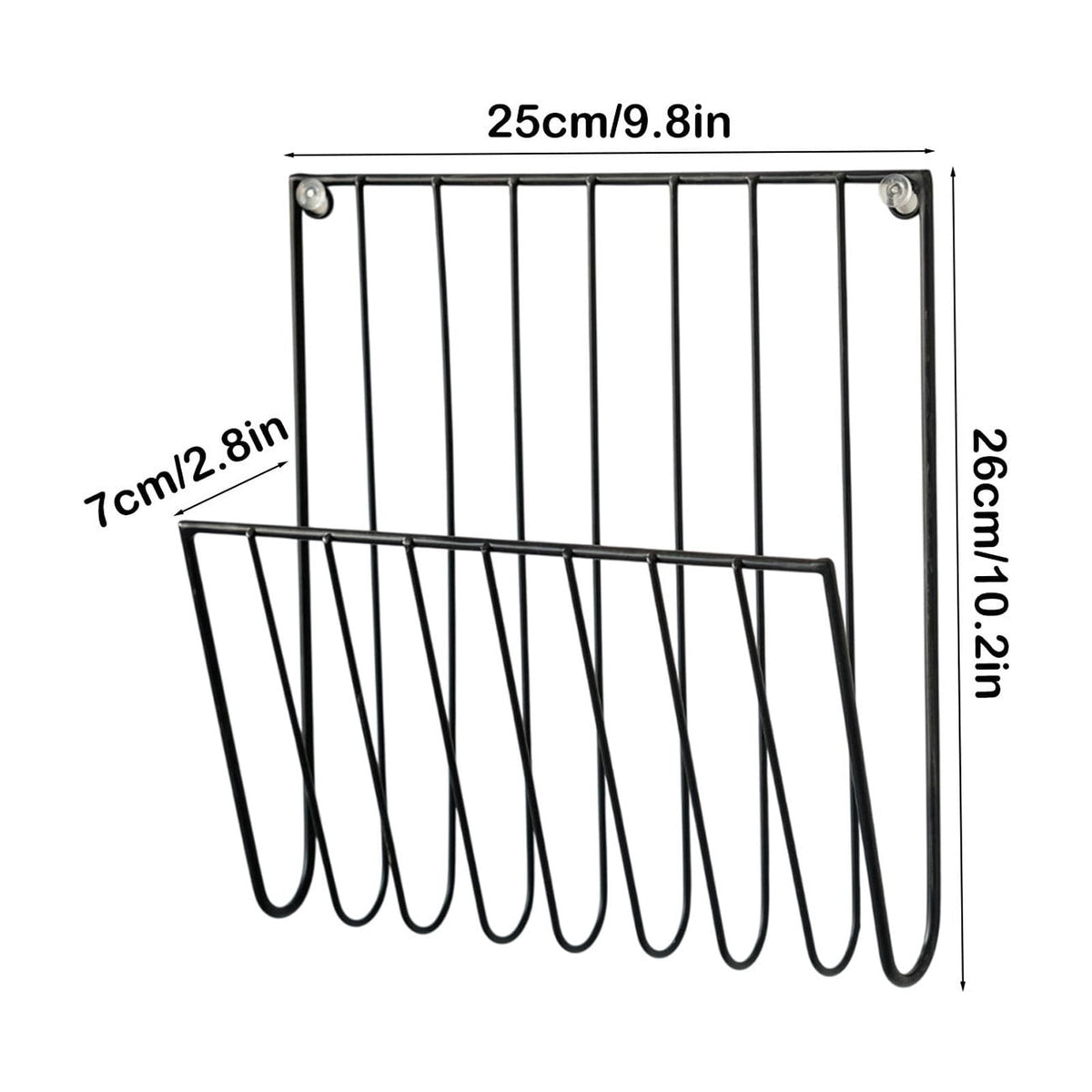 Wall-Mounted Wire Rack for Files, Magazines and Newspapers in Black Iron - Image 3