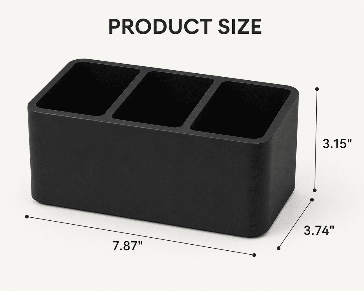 Three-Slot Remote Caddy in Matte Black for Tables, Consoles and Desks - Image 2