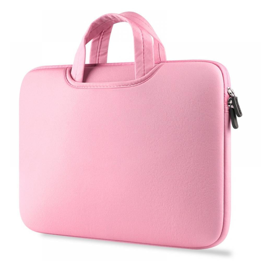 Padded 14-Inch Laptop Sleeve in Pink with Zip Closure and Two Pockets