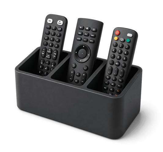 Three-Slot Remote Caddy in Matte Black for Tables, Consoles and Desks