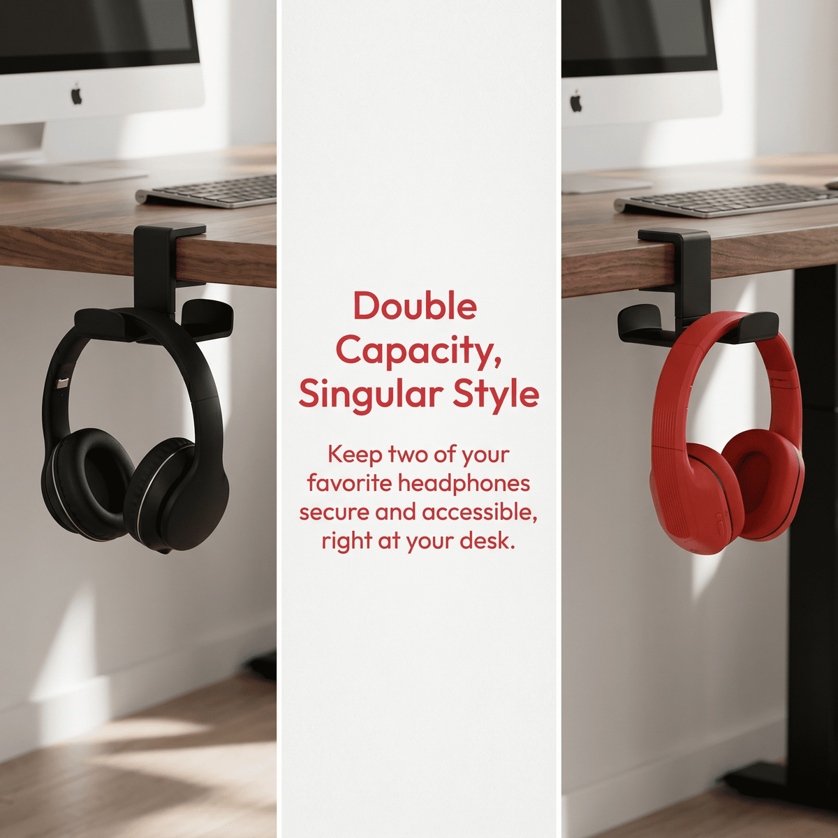 Under-Desk Headphone Hanger with Rotating Arm and Clamp for Thick Table Tops - Image 4