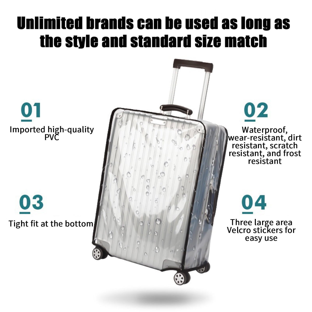 Clear Vinyl Suitcase Cover with Handle Opening for Wheeled Luggage - Image 5