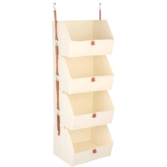 Four-Tier Hanging Closet Shelf in Beige Fabric, 47.2 by 10.2 by 12.2 Inches