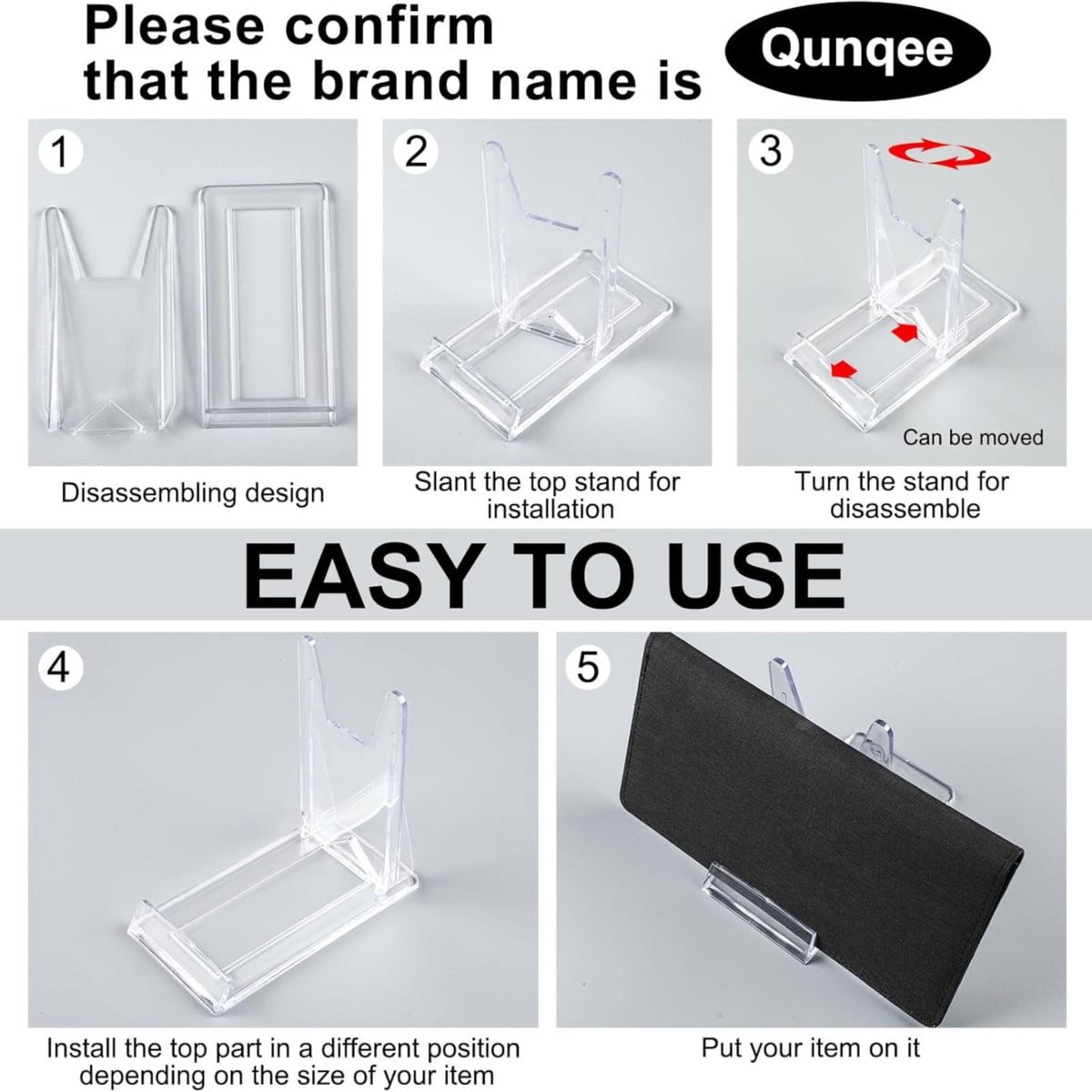 Clear Acrylic Easel Stand with Three Locking Angles for Books and Artwork - Image 4