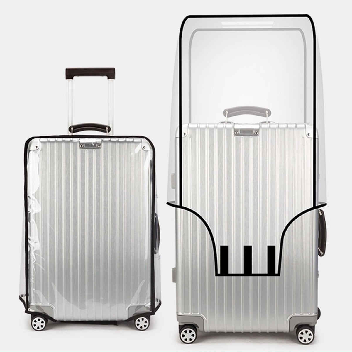 Clear Vinyl Suitcase Cover with Handle Opening for Wheeled Luggage - Image 2